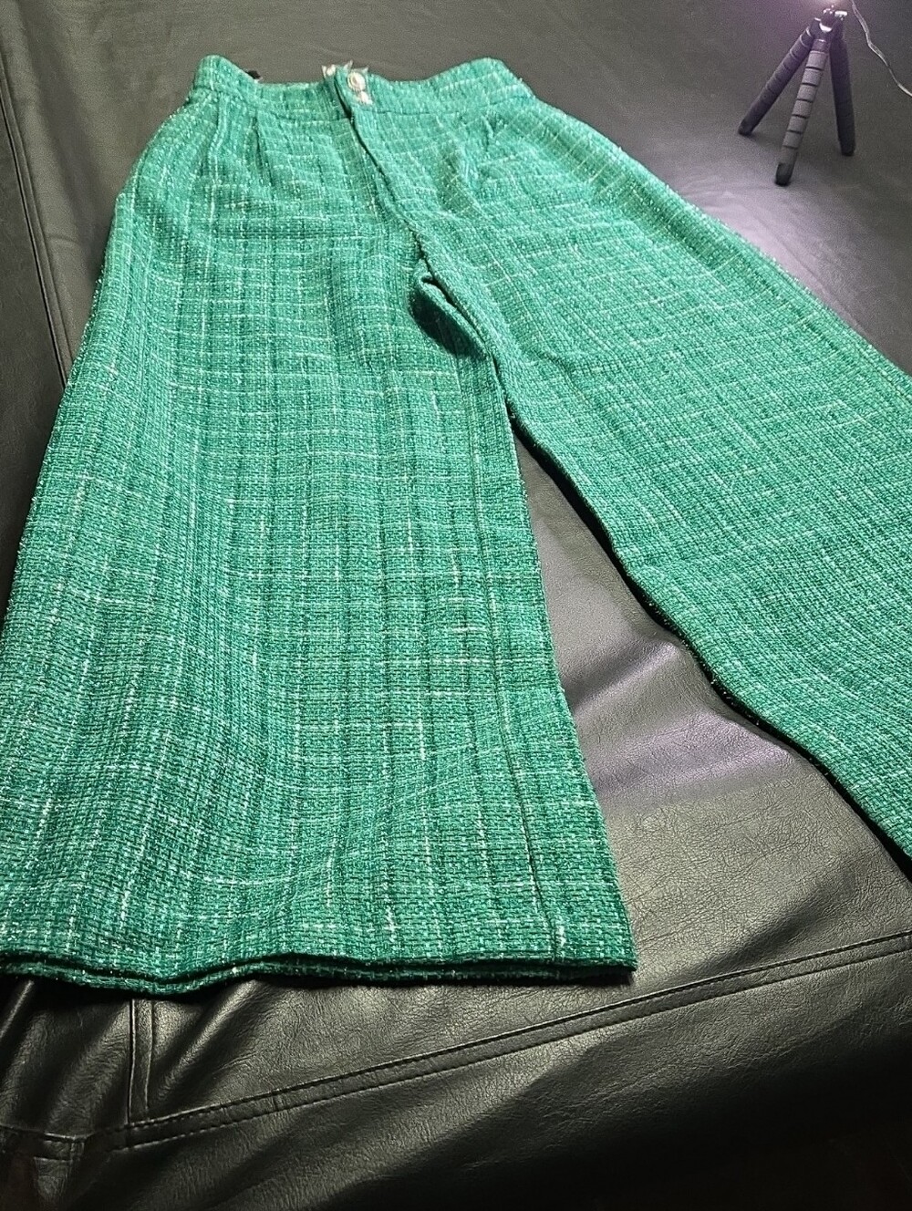 Flying Tomato Emerald Green Cropped Wide-Leg Pants